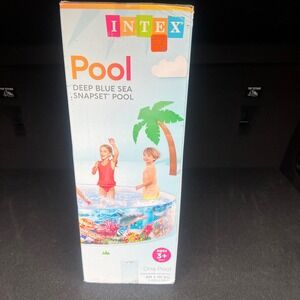 Intex Deep Blue Sea Snapset Pool 8ft x 18in Round Kiddie Pool 58472EP New